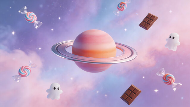 Candy planet in space