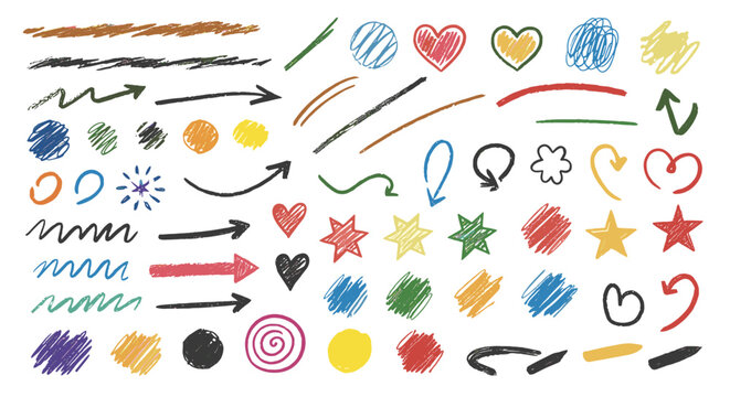 Collection of colorful handdrawn doodles and sketchy illustrations