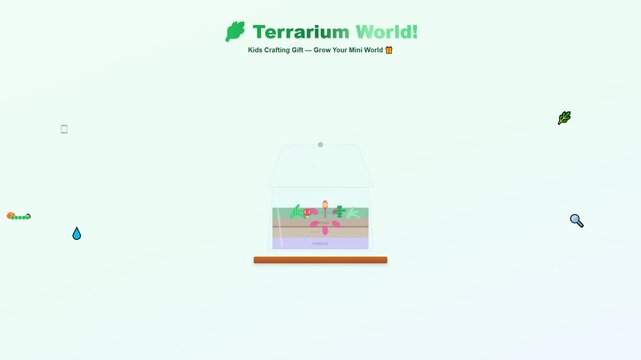 Charming Mother's Day Gifts idea, an illustrated terrarium world kit providing an engaging, educational activity for kids to grow their own mini ecosystem at home.