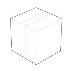 Naklejka premium Isometric corrugated cardboard shipping box linear drawing