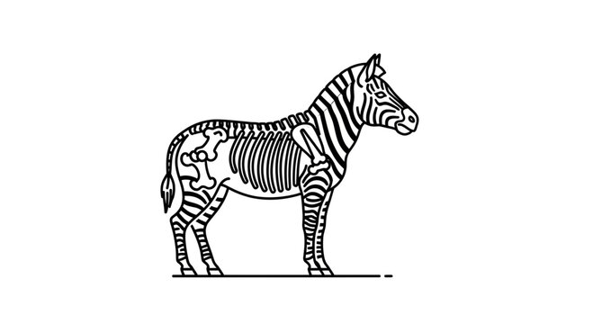 Zebra Skeleton Anatomy Illustration - Side View