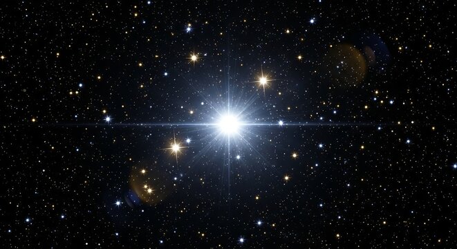 Luminous stellar burst amidst a sea of cosmic dust illuminating vastness landscape