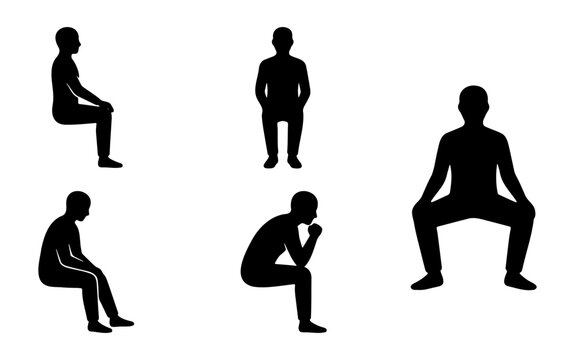 Sitting poses silhouettes vector illustration for human figure drawing and design reference material