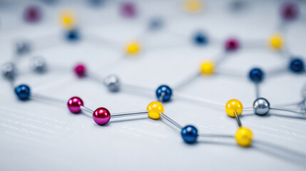 Obraz premium Abstract network connecting colored pins visualizing data