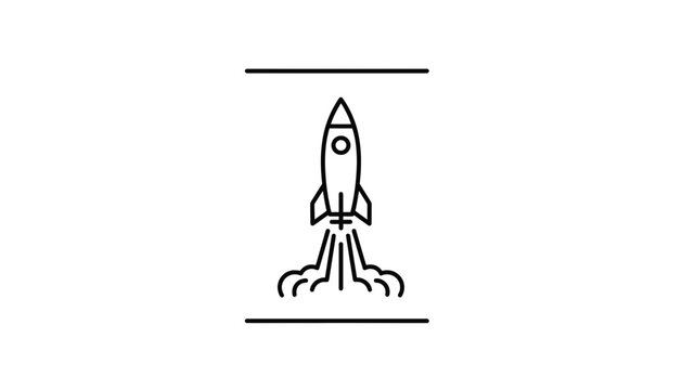 Rocket Launching Icon: Startup, Innovation, and Space Exploration Concept