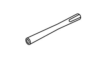 Obraz premium Simple Line Drawing of a Hollow Metal Tube with a Slotted End