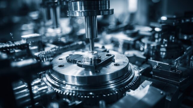 Advanced Manufacturing Actuator with Smooth Titanium Component in Precision Industrial Setting