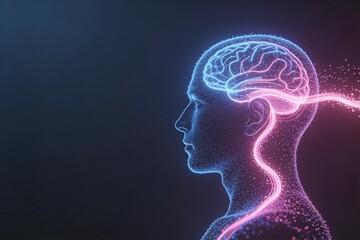 Obraz premium Human brain and neural pathways
