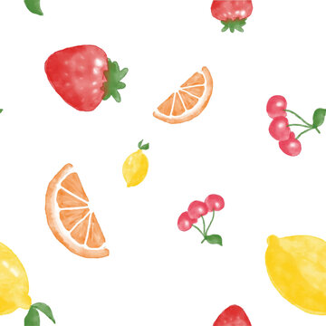 pettern vector fruits summer watercolors