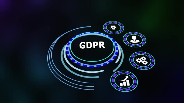 GDPR data protection regulation concept with privacy compliance, security management and personal data protection system.