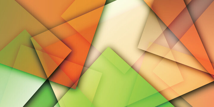 Vibrant Abstract Geometric Background with Orange and Green Layers
