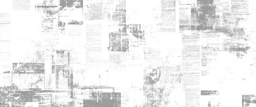 Faded newspaper pages with text and in grayscale vintage print
