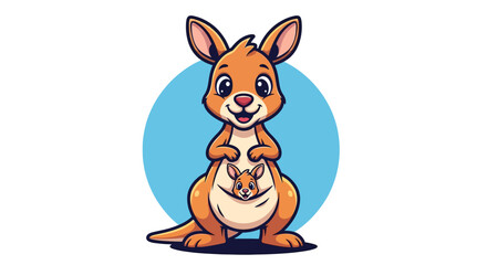Fototapeta premium Cute cartoon kangaroo with joey.