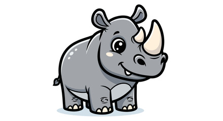 Fototapeta premium A cartoon rhino with a happy expression.