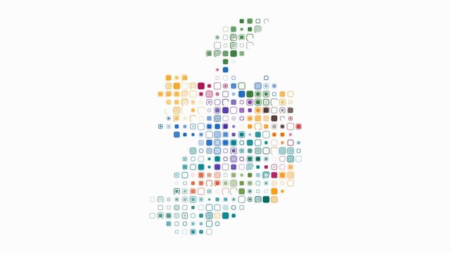 Ireland map animation. Shape of the country with pulsating colored dots. Large size rounded square blocks. Digital style Ireland map on white background. Classy video.