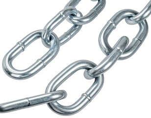 Fototapeta premium Metallic links interlocked, forming robust industrial chains