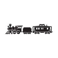 Fototapeta premium A black silhouette of a train on a white background