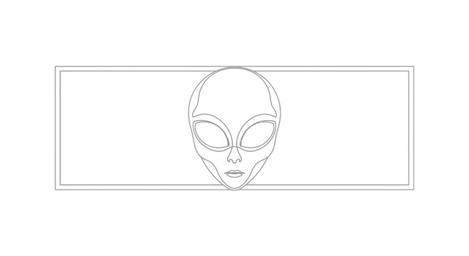 Alien Head Silhouette in Rectangle Frame - Extraterrestrial Symbol