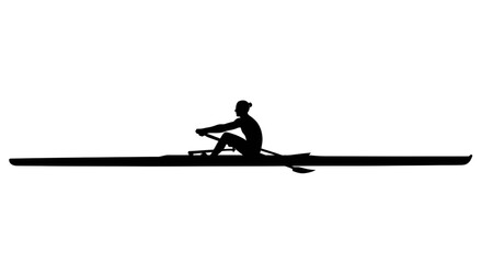 Silhouette of a female rower in a scull on white background © Roni