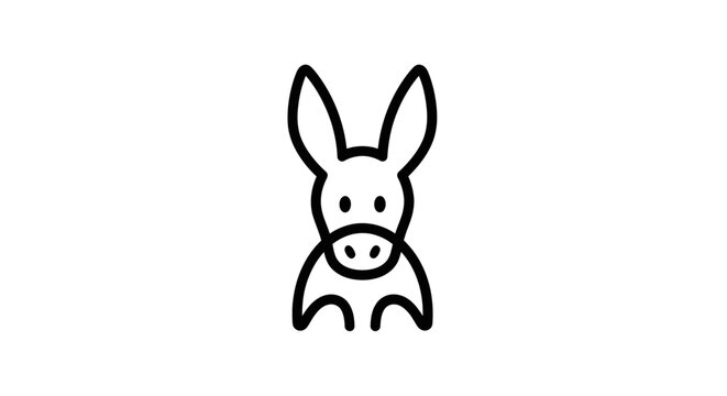 Minimalist donkey head outline icon, simple line art animal illustration