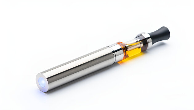 Modern Vape Pen with Cartridge Isolated on White Background Technology Product