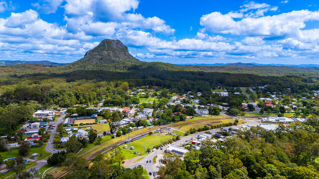 Aerial view of Pomona with Mount Cooroora Queensland Australia