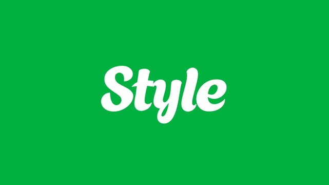 Clean and modern text design displaying the word Style with smooth white script typography on a bright green background, ideal for branding and creative visuals.