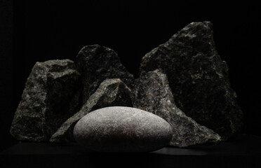 Fototapeta premium cosmetic podium background with stones