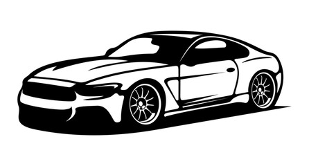 Naklejka premium black and white car design simple vector art 