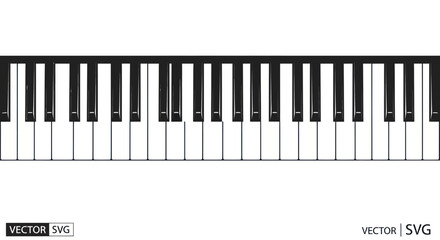 Fototapeta premium Black and White Piano Keyboard Close-up Isolated on White Background