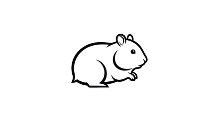 Fototapeta premium Cute Hamster Illustration, Simple Line Art, Small Rodent Pet, Isolated on White Background