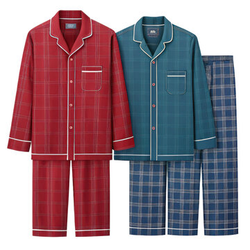 Comfortable lined flannel pajama sets for cozy lounging and sleepwear transparent background