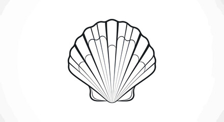 Minimalist Scallop Shell Outline Icon © Varel