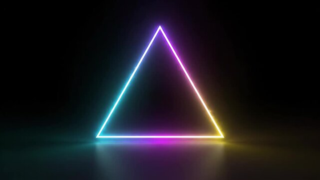 Equilateral triangle neon glow with electric energy effects on black