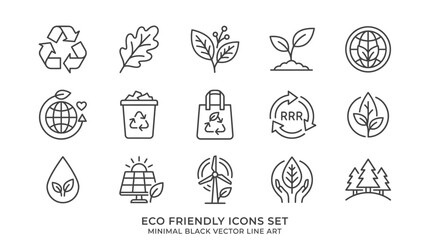 Fototapeta premium Eco friendly icons on white background.