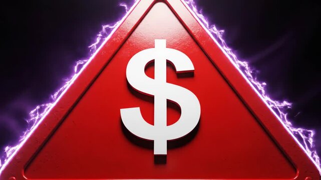 Financial Risk Concept with Dollar Sign in Red Equilateral Triangle