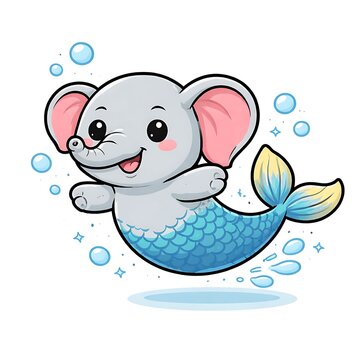 Gajah Mina swim in the water