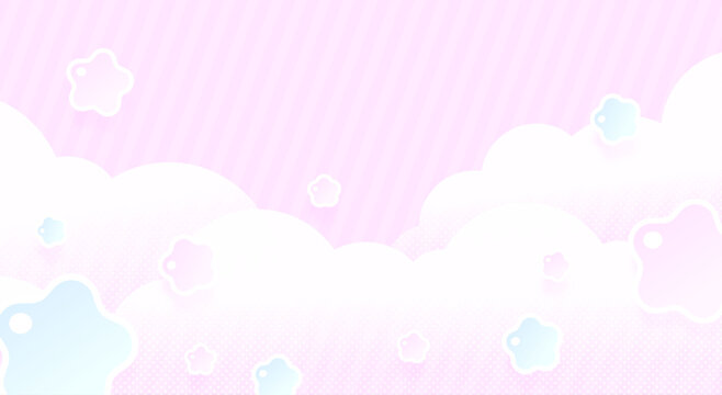 ゆめかわいい星と雲のピンクのフレーム背景
