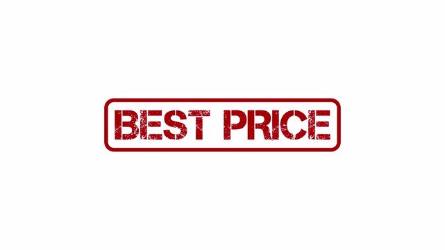 Best price stamp animation with outlined red style. Promotional discount banner isolated on white background.
