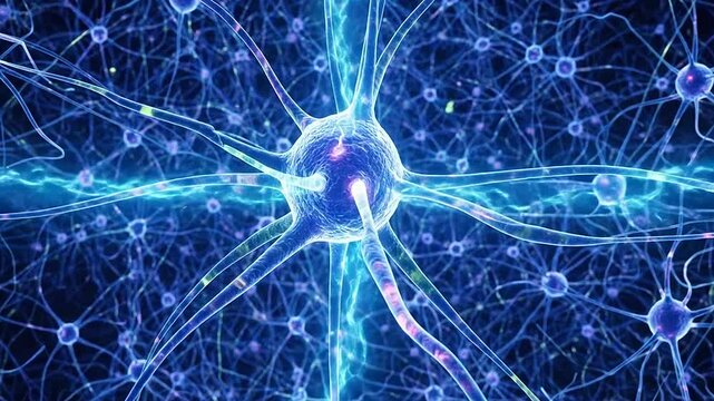 A detailed visualization of a complex neural network inside a biological brain system
