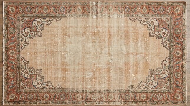 Distressed Persian-style Area Rug with Vintage Aesthetic