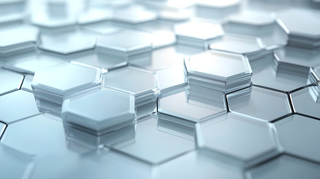 Abstract hexagon cube geometric background with 3D blocks and red pattern design