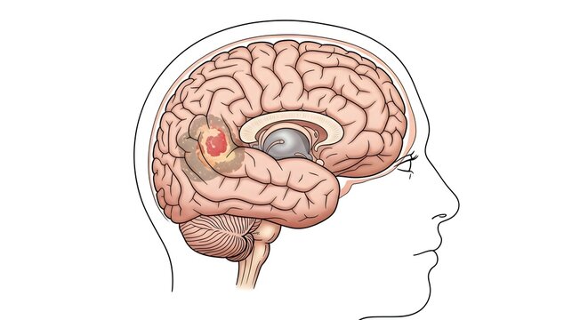 Brain Tumor Illustration: Medical Illustration of a Brain with a Tumor