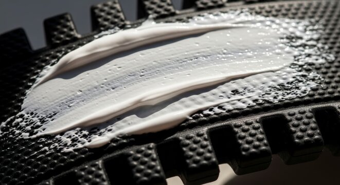 White cream on carbon fiber surface.