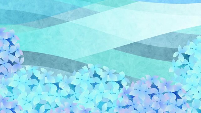 Watercolor Illustration of Blue Hydrangea with Soft Wavy Background