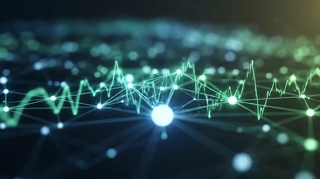 Abstract digital network connection with glowing data points and lines