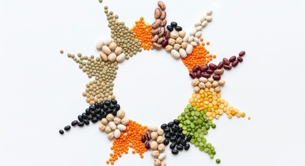 Obraz premium Colorful Seed and Grain Wreath Design.
