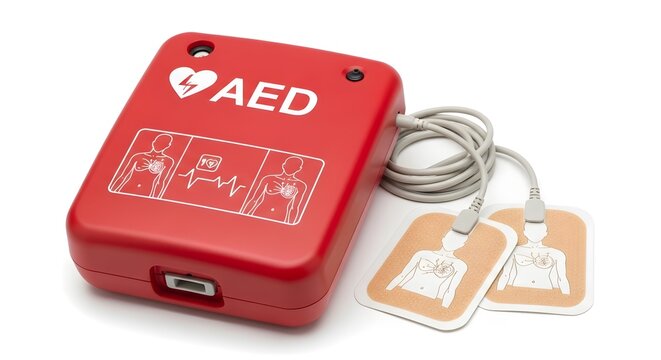Automated External Defibrillator (AED) on White Background