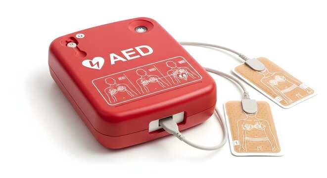 Automated External Defibrillator (AED) on White Background