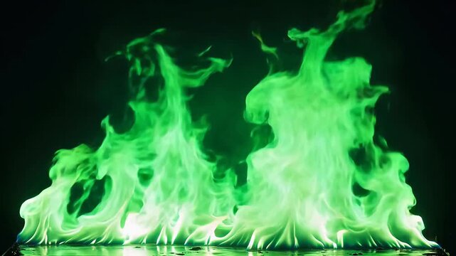 Premium Green flames on black background for Contemporary Lifestyle and Visual Storytelling